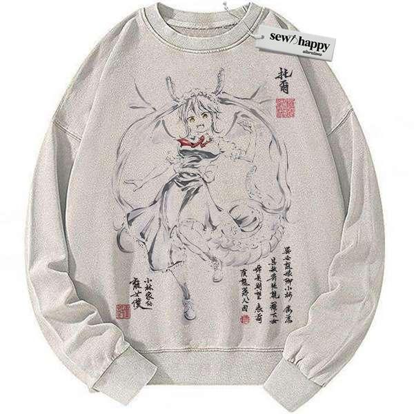 Wash Sweatshirt Tohru Sweatshirt, Miss Kobayashi's Dragon Maid Sweatshirt, Anime Sweatshirt, Vintage Sweatshirt