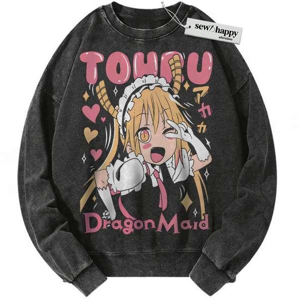 Wash Sweatshirt Tohru Sweatshirt, Miss Kobayashi's Dragon Maid Sweatshirt, Anime Sweatshirt, Vintage Sweatshirt