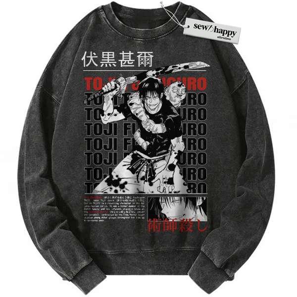 Wash Sweatshirt Toji Fushiguro Sweatshirt, Jujutsu Kaisen Sweatshirt, Anime Sweatshirt, Vintage Sweater