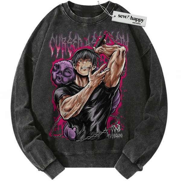 Wash Sweatshirt Toji Fushiguro Sweatshirt, Jujutsu Kaisen Sweatshirt, Anime Sweatshirt, Vintage Sweater