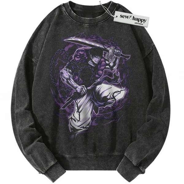 Wash Sweatshirt Toji Fushiguro Sweatshirt, Jujutsu Kaisen Sweatshirt, Anime Sweatshirt, Vintage Sweatshirt