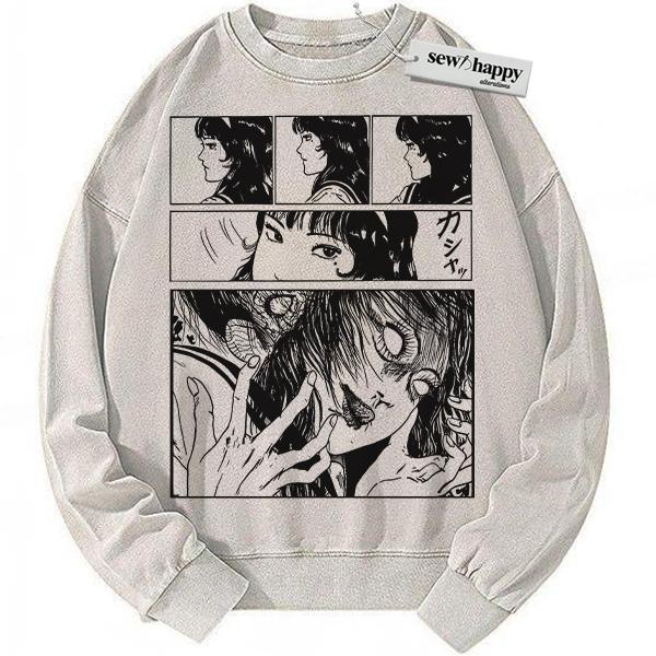 Wash Sweatshirt Tomie Kawakami Sweatshirt, Junji Ito Sweatshirt, Horror Anime Sweatshirt, Vintage Sweatshirt