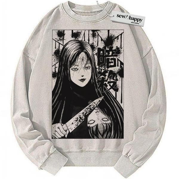 Wash Sweatshirt Tomie Kawakami Sweatshirt, Junji Ito Sweatshirt, Horror Anime Sweatshirt, Vintage Sweatshirt