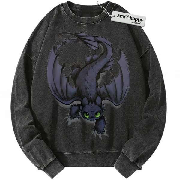 Wash Sweatshirt Toothless Sweatshirt, How to Train Your Dragon Sweatshirt, Animated Sweatshirt, Vintage Sweatshirt