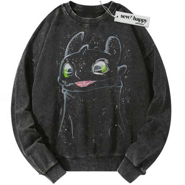 Wash Sweatshirt Toothless Sweatshirt, How to Train Your Dragon Sweatshirt, Animated Sweatshirt, Vintage Sweatshirt