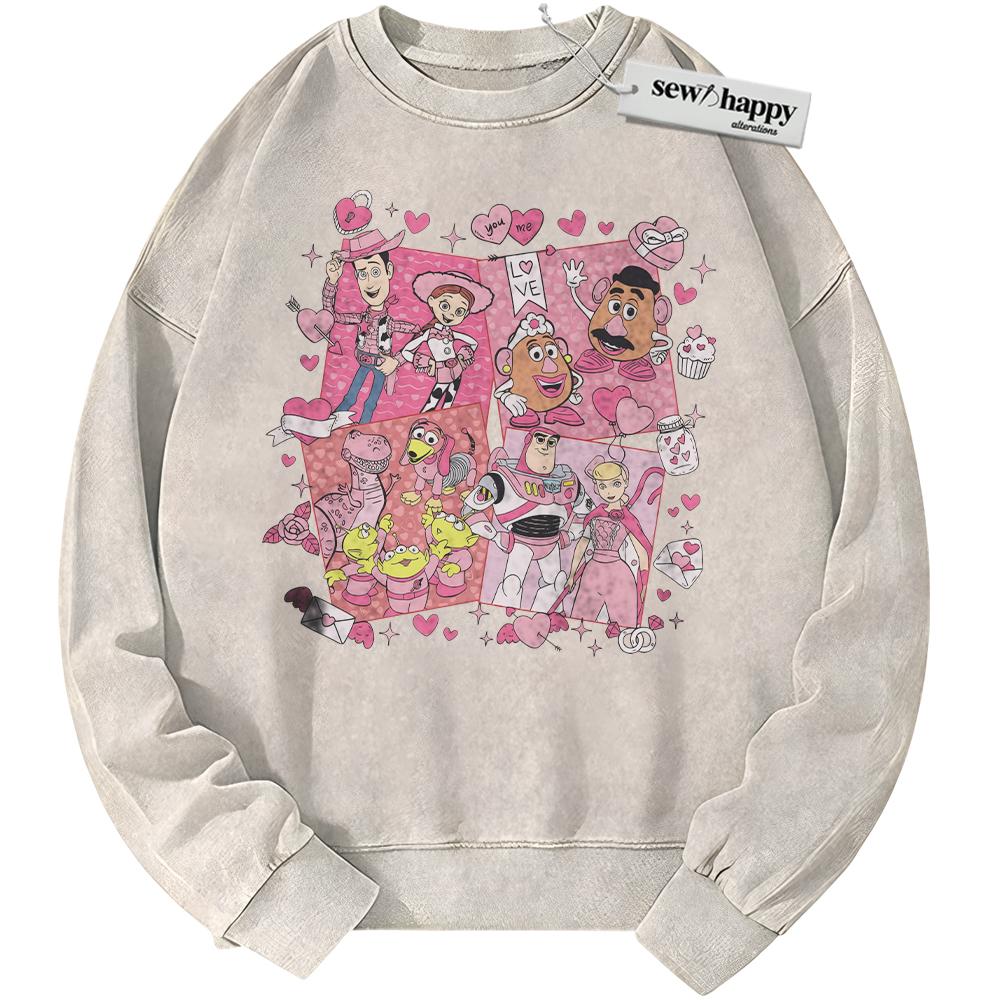 Wash Sweatshirt Toy Story Sweatshirt, Valentine's Day Sweatshirt, Animated Sweatshirt, Vintage Sweater
