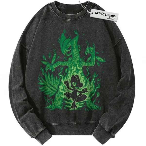 Wash Sweatshirt Treecko Sweatshirt, Sceptile Sweatshirt, Pokemon Sweatshirt, Anime Sweatshirt, Vintage Sweater
