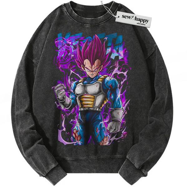 Wash Sweatshirt Ultra Ego Vegeta Sweatshirt, Dragon Ball Sweatshirt, DBZ Sweatshirt, Anime Sweatshirt, Vintage Sweatshirt