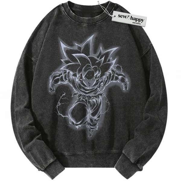 Wash Sweatshirt Ultra Instinct Son Goku Sweatshirt, Dragon Ball Sweatshirt, Anime Sweatshirt, Vintage Sweatshirt