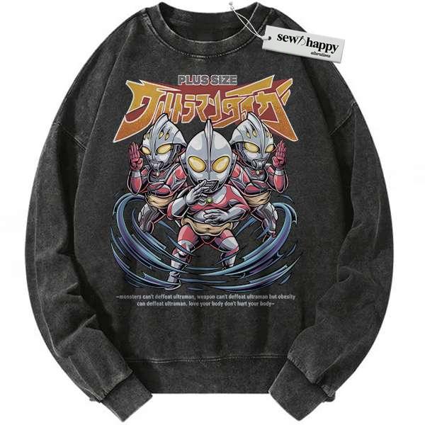 Wash Sweatshirt Ultraman Sweatshirt, Anime Sweatshirt, Vintage Sweatshirt
