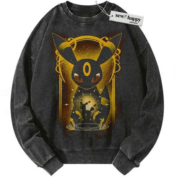 Wash Sweatshirt Umbreon Sweatshirt, Pokemon Sweatshirt, PKM Sweatshirt, Anime Sweatshirt, Vintage Sweater