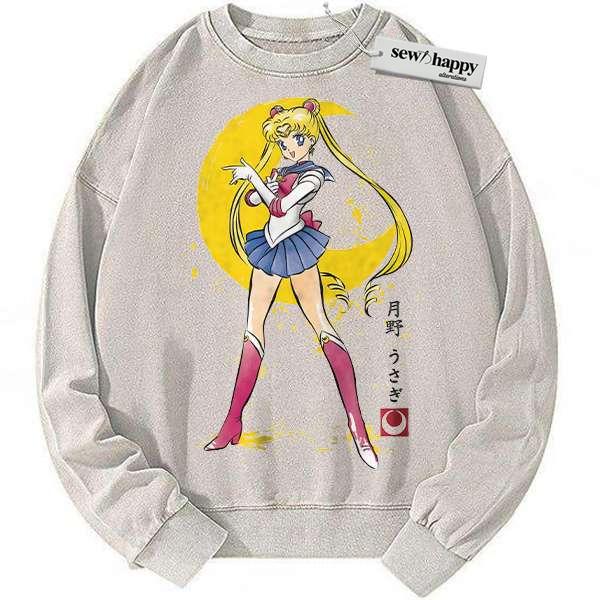 Wash Sweatshirt Usagi Tsukino Sweatshirt, Sailor Moon Sweatshirt, Anime Sweatshirt, Vintage Sweater