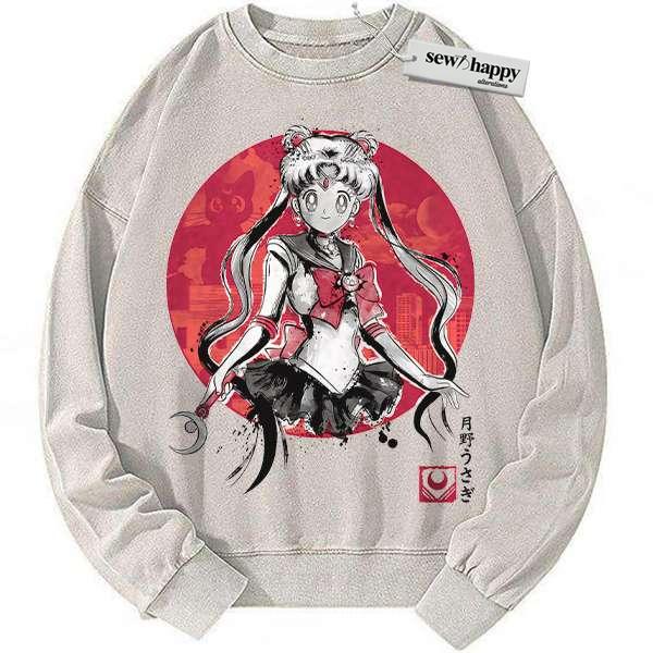 Wash Sweatshirt Usagi Tsukino Sweatshirt, Sailor Moon Sweatshirt, Anime Sweatshirt, Vintage Sweater