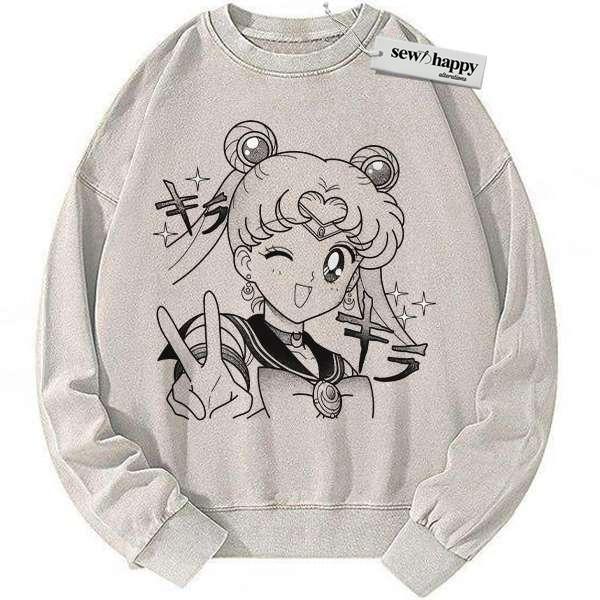 Wash Sweatshirt Usagi Tsukino Sweatshirt, Sailor Moon Sweatshirt, Anime Sweatshirt, Vintage Sweater