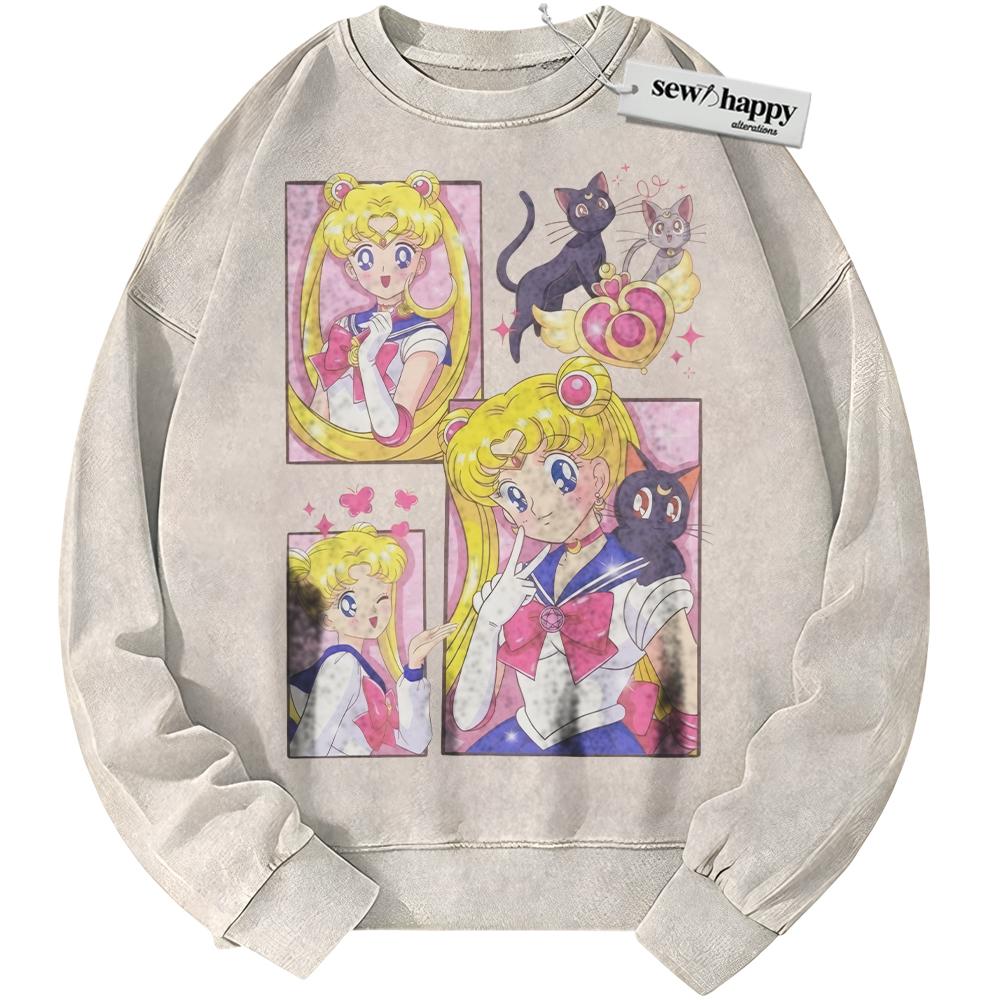 Wash Sweatshirt Usagi Tsukino Sweatshirt, Sailor Moon Sweatshirt, Anime Sweatshirt, Vintage Sweater