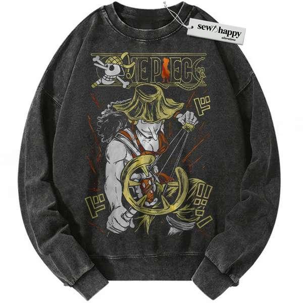 Wash Sweatshirt Usopp Sweatshirt, One Piece Sweatshirt, Anime Sweatshirt, Vintage Sweater