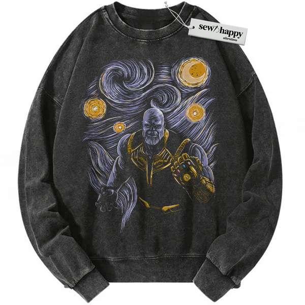 Wash Sweatshirt Van Gogh Thanos Sweatshirt, Marvel Comics Sweatshirt, Vintage Sweatshirt