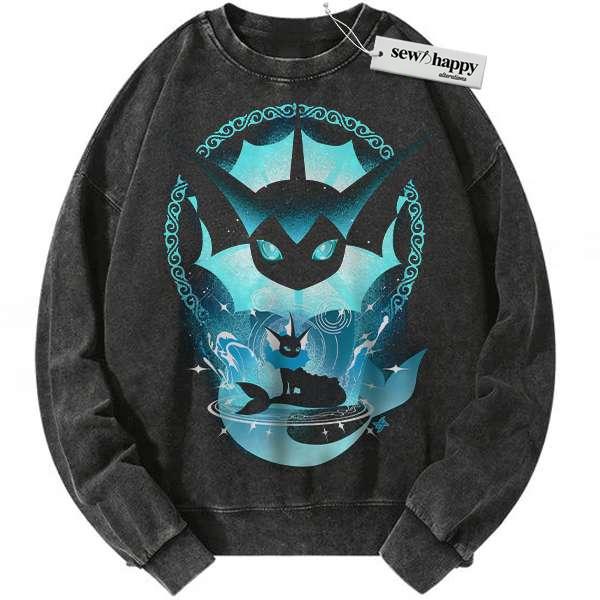 Wash Sweatshirt Vaporeon Sweatshirt, Pokemon Sweatshirt, PKM Sweatshirt, Anime Sweatshirt, Vintage Sweater