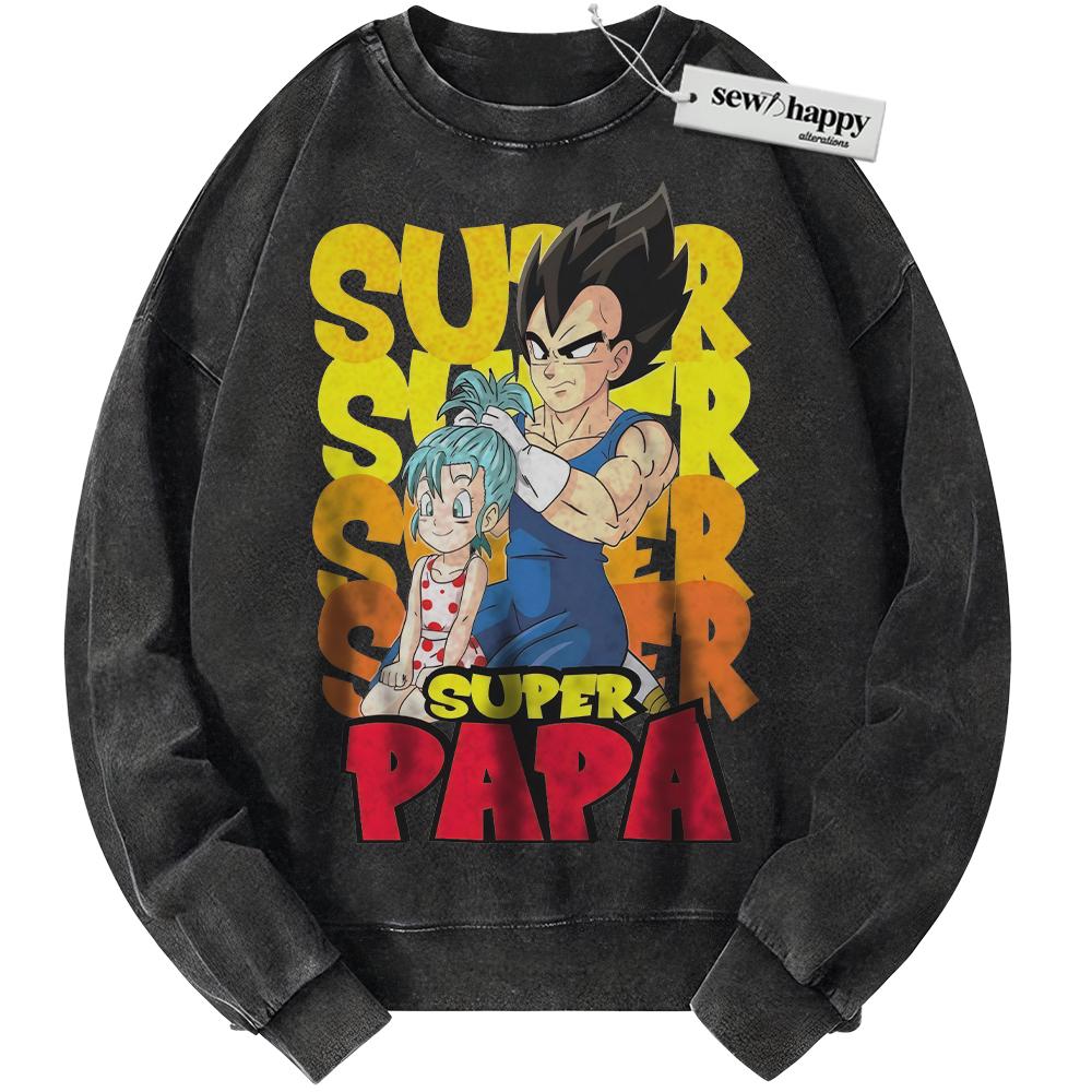 Wash Sweatshirt Vegeta Sweatshirt, Bulla Sweatshirt, Dragon Ball Sweatshirt, Father's Day Sweatshirt, Anime Sweatshirt, Vintage Sweater