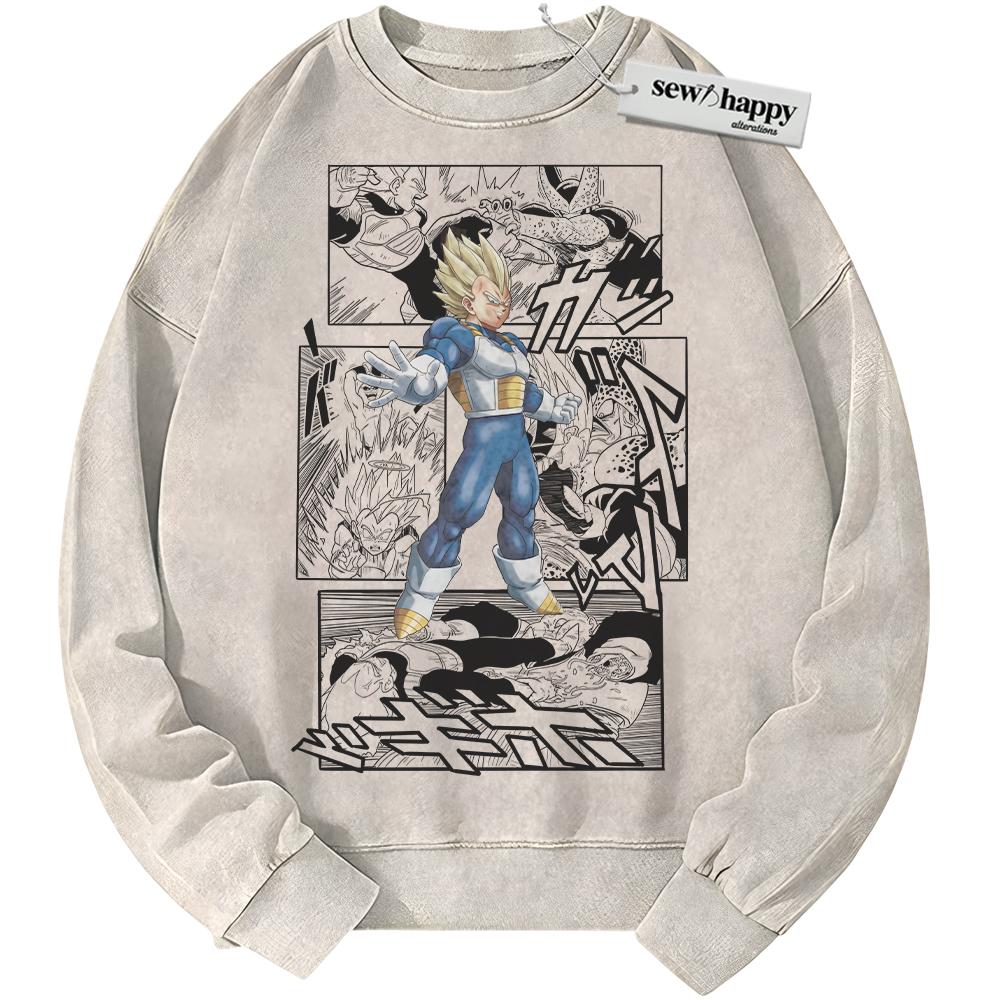 Wash Sweatshirt Vegeta Sweatshirt, Dragon Ball Sweatshirt, Anime Sweatshirt, Vintage Sweater