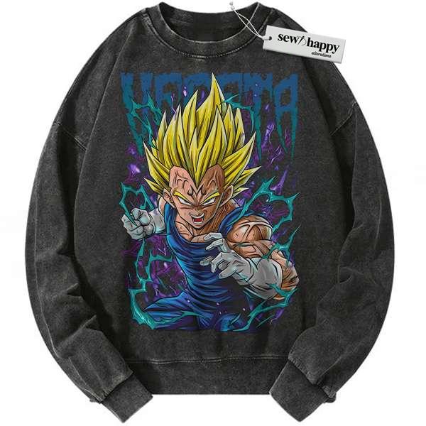 Wash Sweatshirt Vegeta Sweatshirt, Dragon Ball Sweatshirt, Anime Sweatshirt, Vintage Sweater