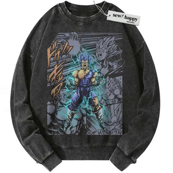 Wash Sweatshirt Vegeta Sweatshirt, Dragon Ball Sweatshirt, Anime Sweatshirt, Vintage Sweater