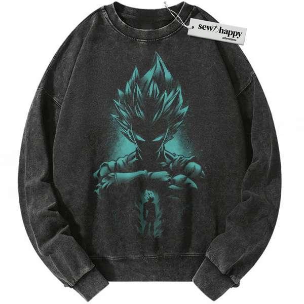 Wash Sweatshirt Vegeta Sweatshirt, Dragon Ball Sweatshirt, DBZ Sweatshirt, Anime Sweatshirt, Vintage Sweater