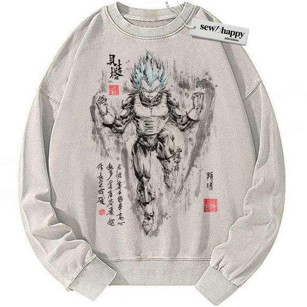 Wash Sweatshirt Vegeta Sweatshirt, Dragon Ball Sweatshirt, DBZ Sweatshirt, Anime Sweatshirt, Vintage Sweatshirt