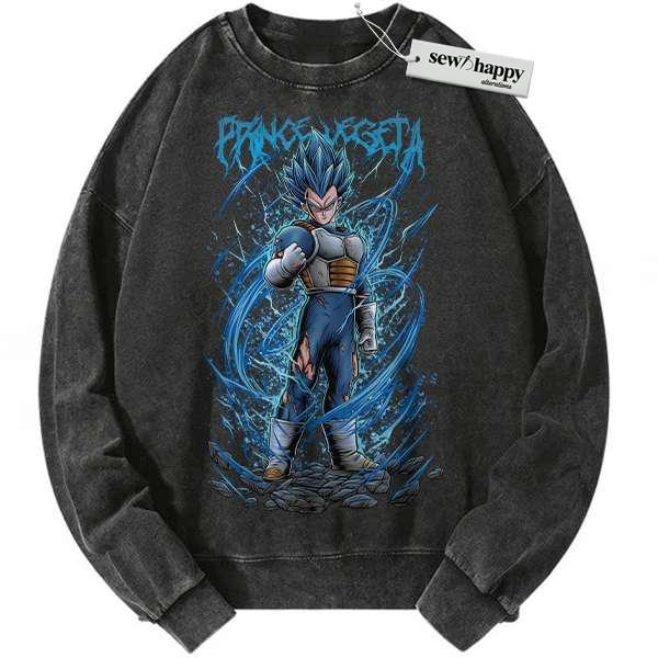 Wash Sweatshirt Vegeta Sweatshirt, Dragon Ball Sweatshirt, DBZ Sweatshirt, Anime Sweatshirt, Vintage Sweatshirt