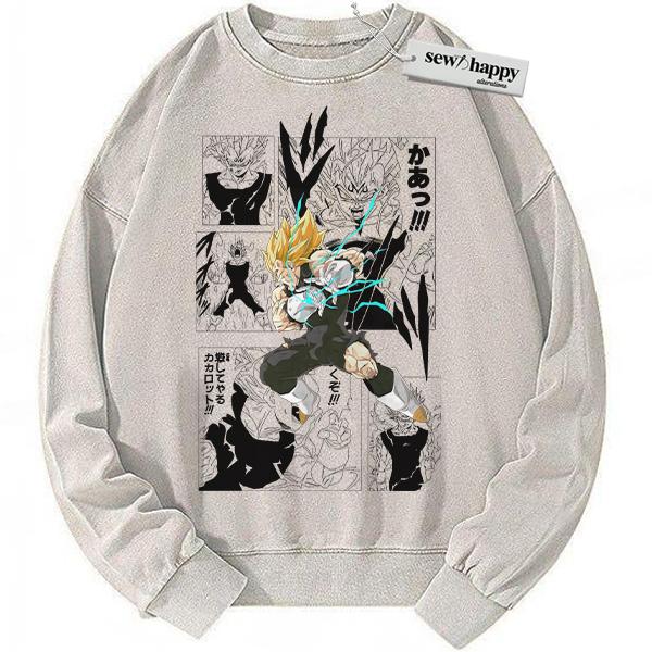 Wash Sweatshirt Vegeta Sweatshirt, Dragon Ball Sweatshirt, DBZ Sweatshirt, Anime Sweatshirt, Vintage Sweatshirt