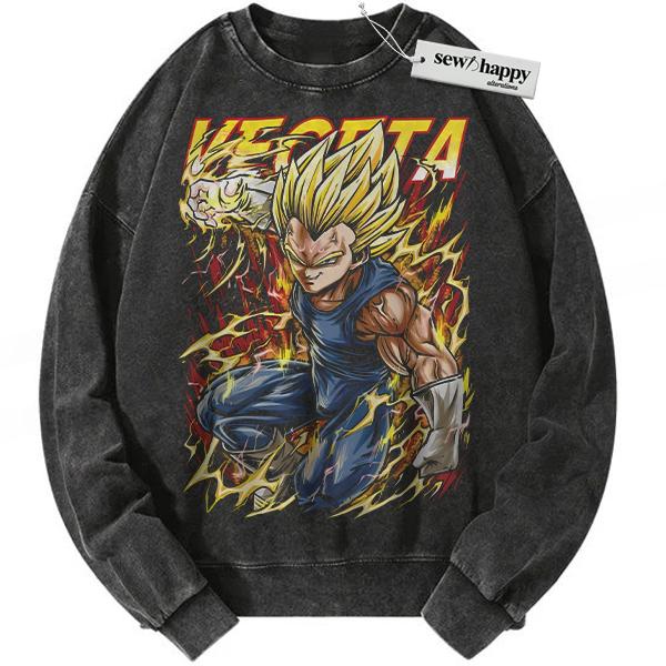 Wash Sweatshirt Vegeta Sweatshirt, Dragon Ball Sweatshirt, DBZ Sweatshirt, Anime Sweatshirt, Vintage Sweatshirt