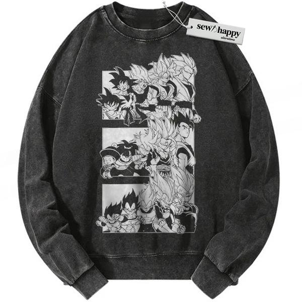 Wash Sweatshirt Vegeta Sweatshirt, Son Goku Sweatshirt, Gohan Sweatshirt, Dragon Ball Sweatshirt, DBZ Sweatshirt, Anime Sweatshirt, Vintage Sweatshirt