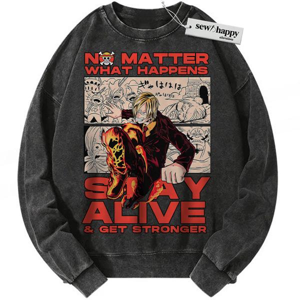 Wash Sweatshirt Vinsmoke Sanji Sweatshirt, One Piece Sweatshirt, Anime Sweatshirt, Vintage Sweatshirt