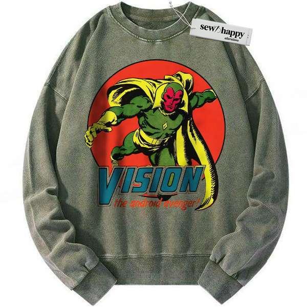 Wash Sweatshirt Vision Sweatshirt, Marvel Comics Sweatshirt, Vintage Sweatshirt