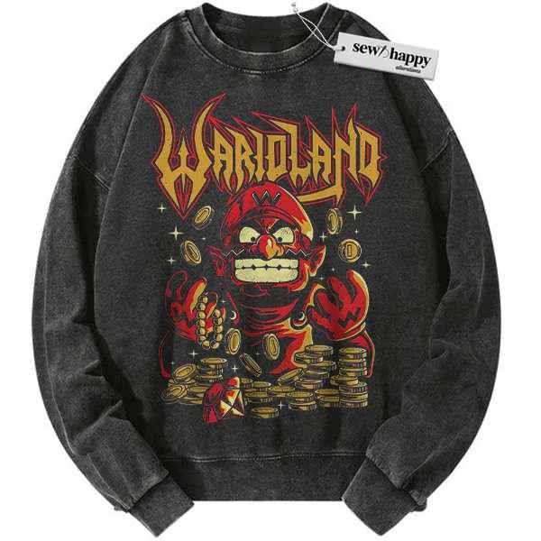 Wash Sweatshirt Wario Land: Super Mario Sweatshirt, Game Sweatshirt, Vintage Sweater