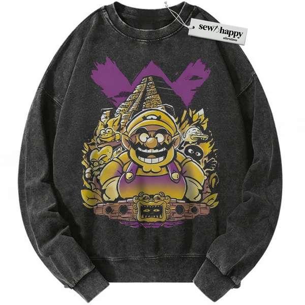 Wash Sweatshirt Wario Sweatshirt, Super Mario Sweatshirt, Game Sweatshirt, Vintage Sweatshirt