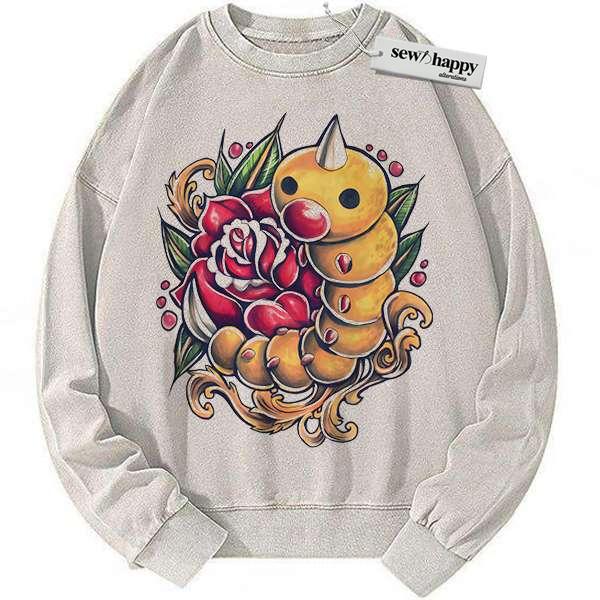 Wash Sweatshirt Weedle Sweatshirt, Pokemon Sweatshirt, Anime Sweatshirt, Vintage Sweatshirt