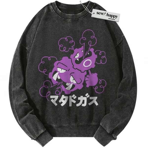 Wash Sweatshirt Weezing Sweatshirt, Pokemon Sweatshirt, Anime Sweatshirt, Vintage Sweatshirt
