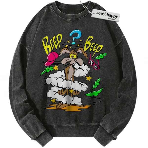 Wash Sweatshirt Wile E Coyote Sweatshirt, Looney Tunes Sweatshirt, Cartoon Sweatshirt, Vintage Sweater
