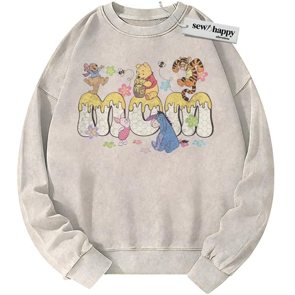 Wash Sweatshirt Winnie-the-Pooh Sweatshirt, Mother's Day Sweatshirt, Animated Sweatshirt, Vintage Sweater