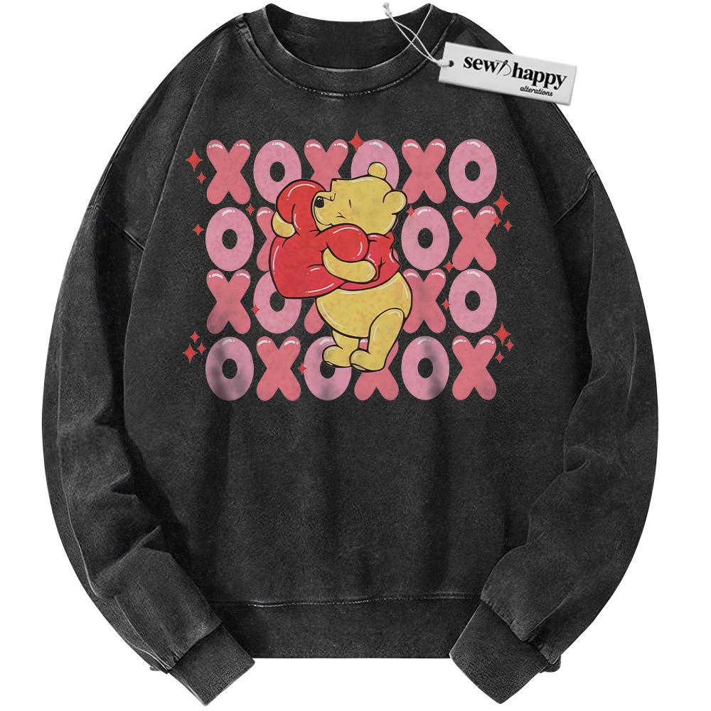 Wash Sweatshirt Winnie-the-Pooh Sweatshirt, Valentine's Day Sweatshirt, Animated Sweatshirt, Vintage Sweater