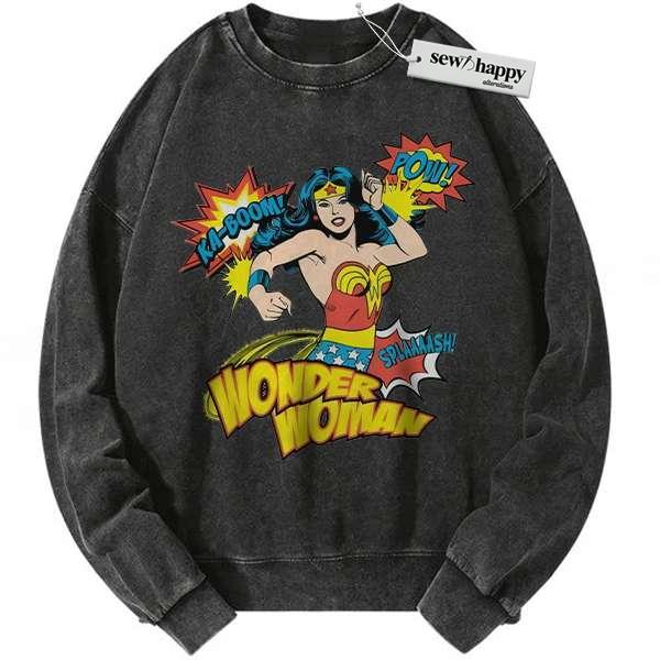 Wash Sweatshirt Wonder Woman Sweatshirt, Comic Sweatshirt, Vintage Sweatshirt