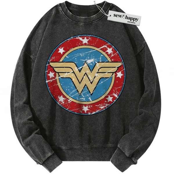 Wash Sweatshirt Wonder Woman Sweatshirt, Comic Sweatshirt, Vintage Sweatshirt