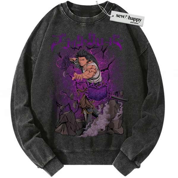 Wash Sweatshirt Yami Sukehiro Sweatshirt, Black Clover Sweatshirt, Anime Sweatshirt, Vintage Sweatshirt
