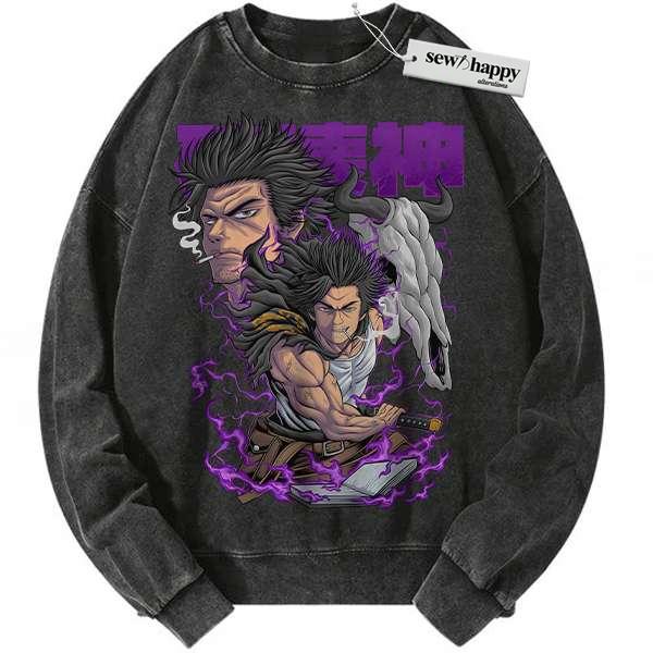 Wash Sweatshirt Yami Sukehiro Sweatshirt, Black Clover Sweatshirt, Anime Sweatshirt, Vintage Sweatshirt