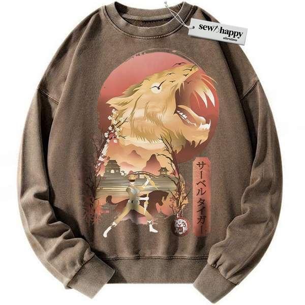 Wash Sweatshirt Yellow Ranger Sweatshirt, Power Rangers Sweatshirt, Animated Sweatshirt, Vintage Sweatshirt