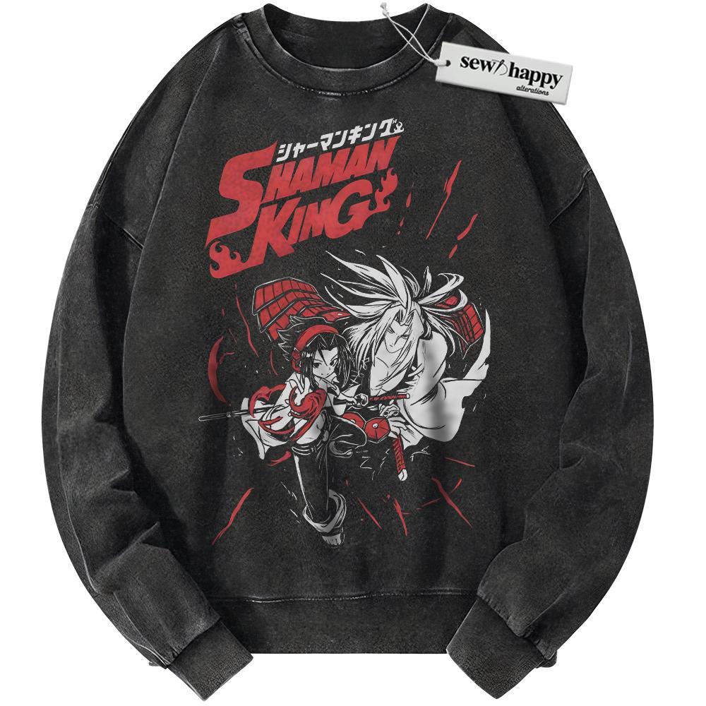 Wash Sweatshirt Yoh Asakura Sweatshirt, Shaman King Sweatshirt, Anime Sweatshirt, Vintage Sweater Wash Sweatshirt Yoh Asakura Sweatshirt, Shaman King Sweatshirt, Anime Sweatshirt, Vintage Sweater - Image 1