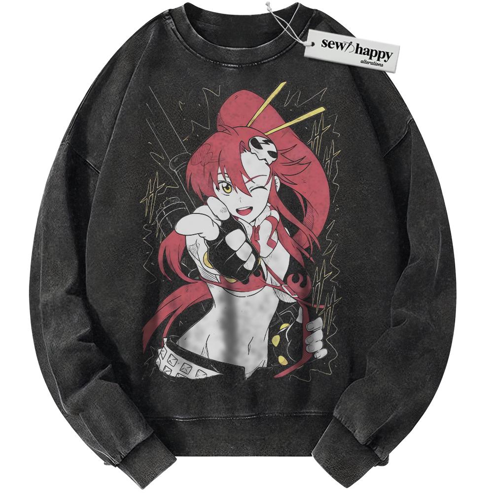 Wash Sweatshirt Yoko Littner Sweatshirt, Tengen Toppa Gurren Lagann Sweatshirt, Anime Sweatshirt, Vintage Sweater Wash Sweatshirt Yoko Littner Sweatshirt, Tengen Toppa Gurren Lagann Sweatshirt, Anime Sweatshirt, Vintage Sweater - Image 1
