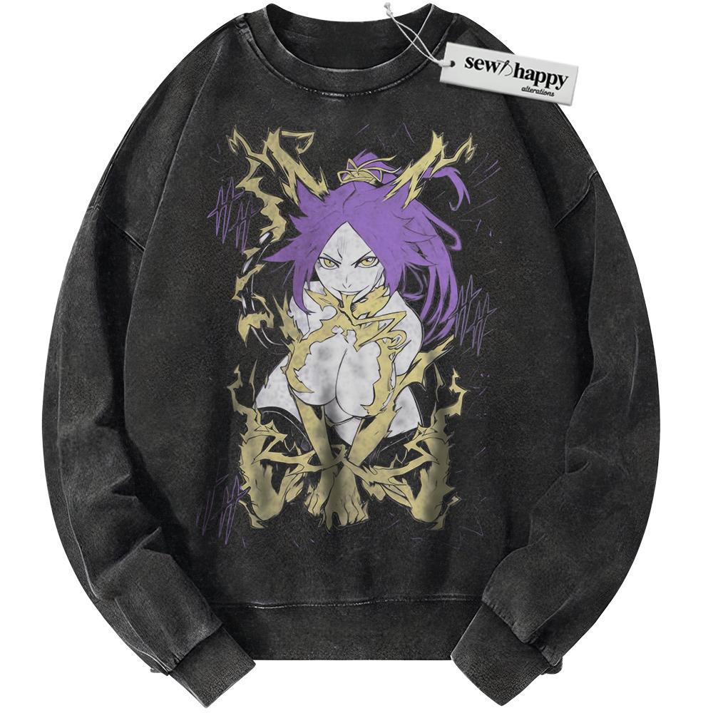 Wash Sweatshirt Yoruichi Shihouin Sweatshirt, Bleach Sweatshirt, Anime Sweatshirt, Vintage Sweater