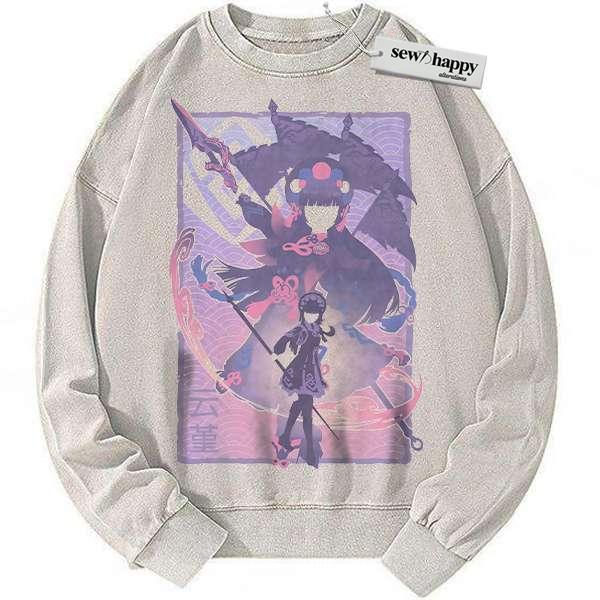 Wash Sweatshirt Yun Jin Sweatshirt, Genshin Impact Sweatshirt, Game Sweatshirt, Vintage Sweatshirt